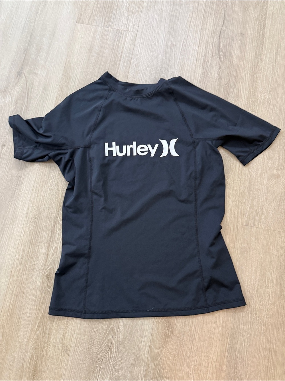 Hurley Black Women's Short Sleeve Swim Top with Logo